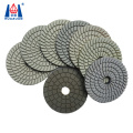 Huazuan 4" spiral white wet diamond flexible polishing pad for marble granite quartz engineered stone